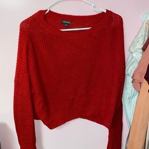 Red cropped sweater